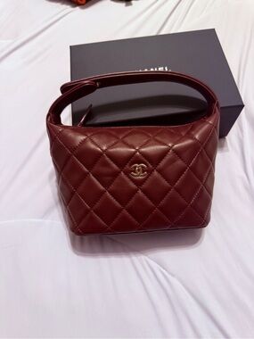CHANEL Quilted Leather Classic Clutch in Deep Burgundy with Gold Hardware